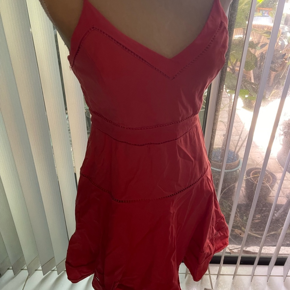 Parker Orange  V-Neck Spaghetti Strap Mini Dress